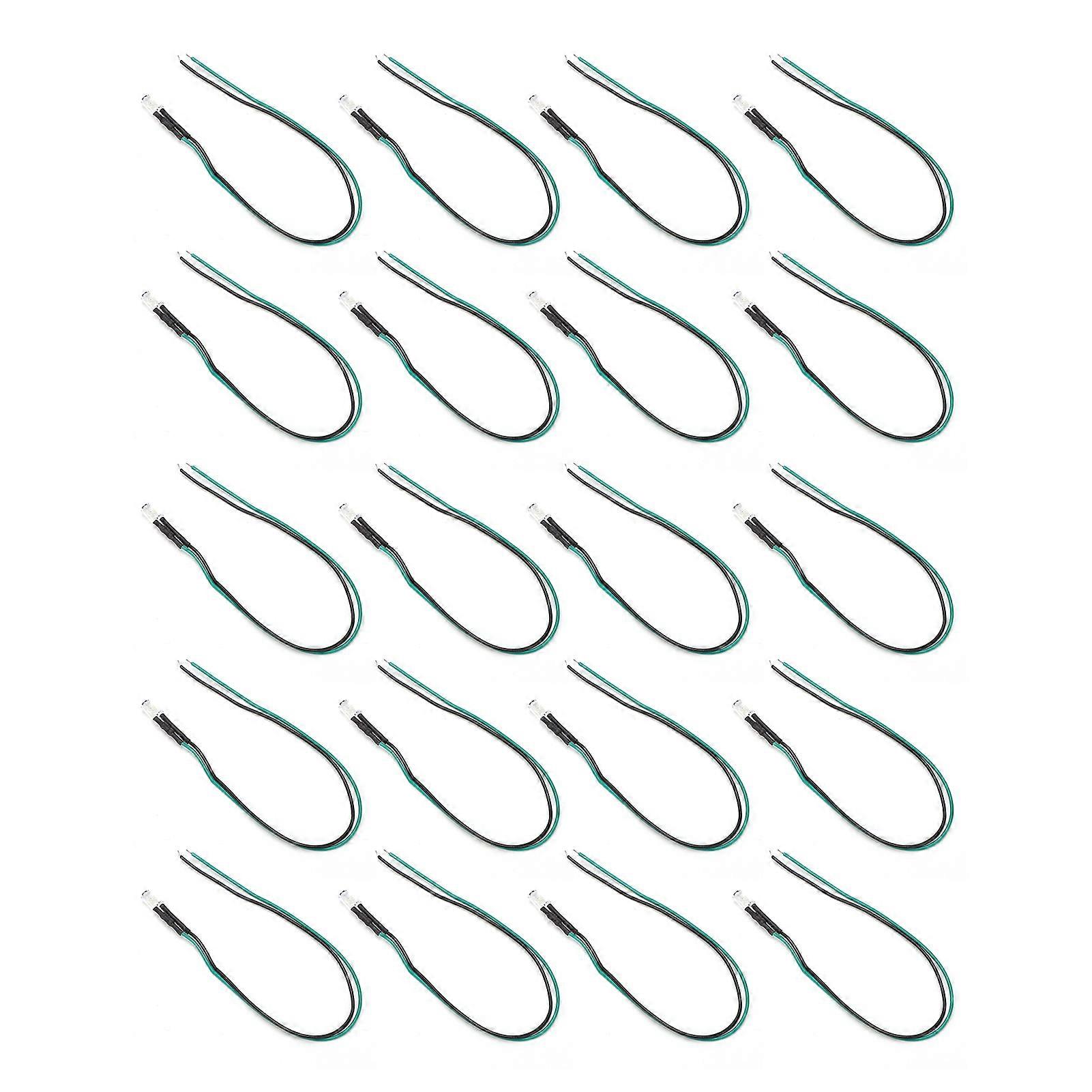 20Pcs LED Pre Wired LightEmitting Diode Normally Open Round High Brightness InLine 12V 5mm(White Emit Green )