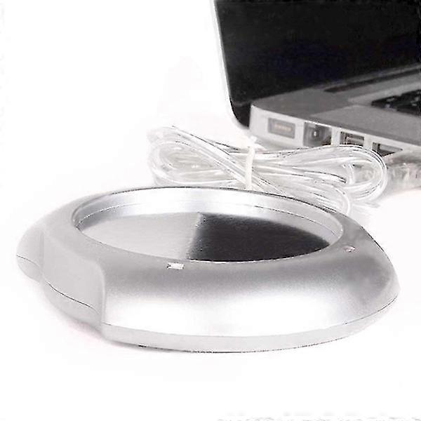 USB Cup Mug Warmer Heater Pad with 4 Port USB Hub (Silver)
