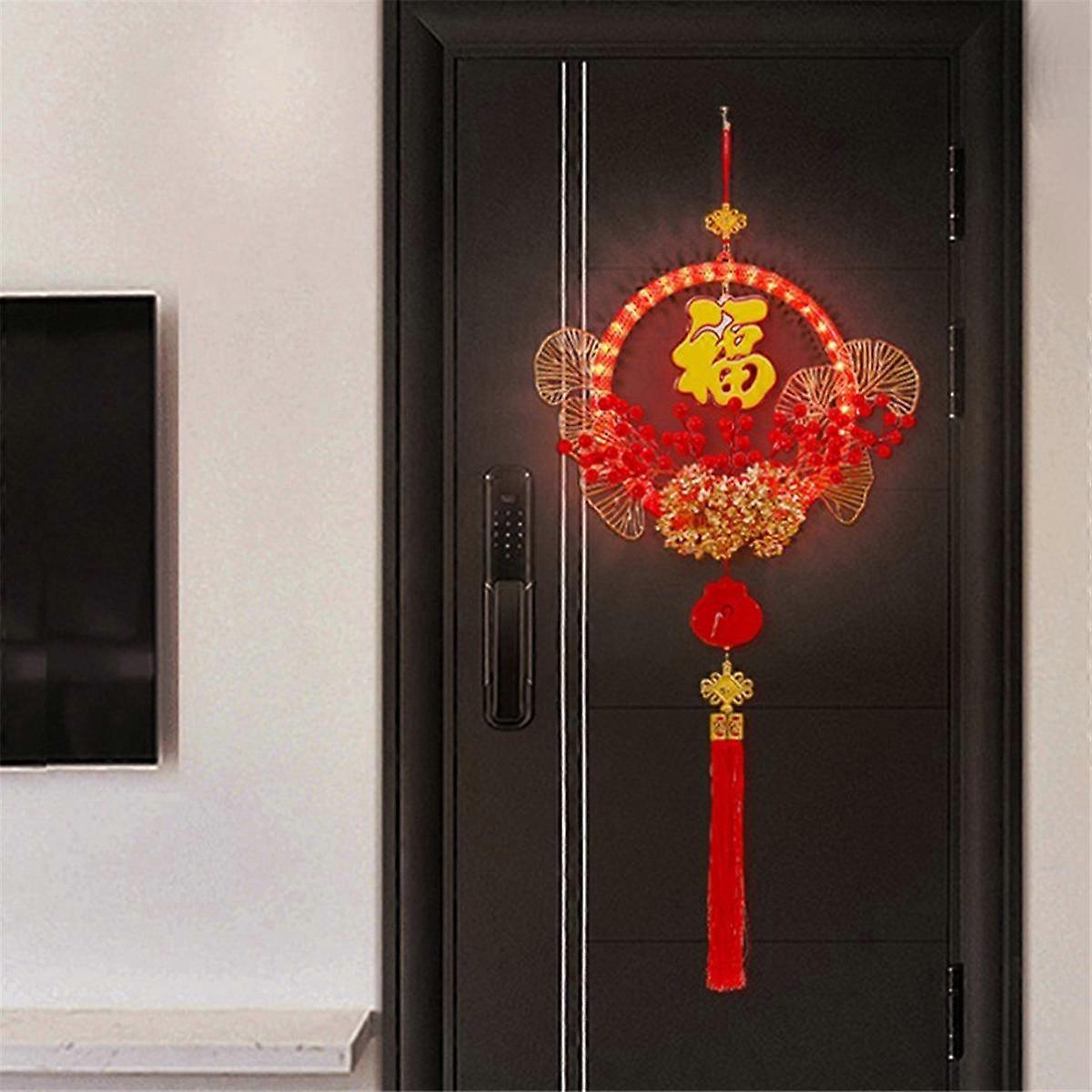 Chinese Lunar Happy New Year Glowing Fuzzy Lights Glowing Wreath Material Kit Ambient Colorful Ligh