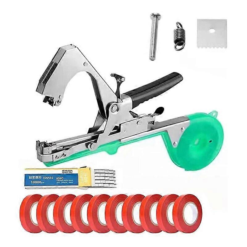 Plant Tying Machine Vine Tying Machine Gardening Tape Tool Plant Binding Machine With 10 Rolls Of Tape 1 Box Of Staple
