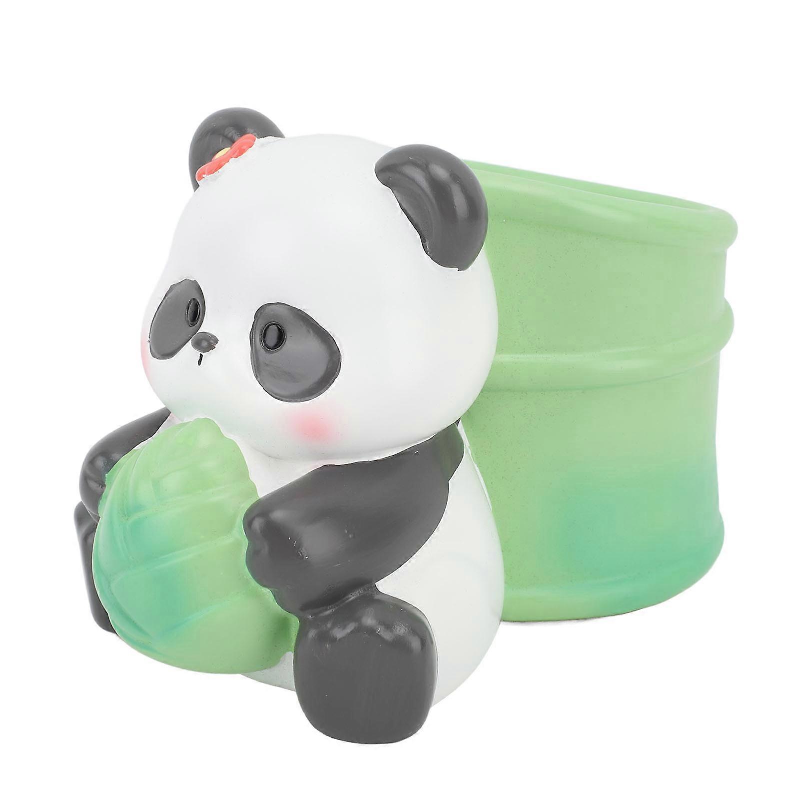 Panda Bamboo Pen Holder Cute Shape Large Capacity Resin Multipurpose Pen Pencil Holder for Home School Office