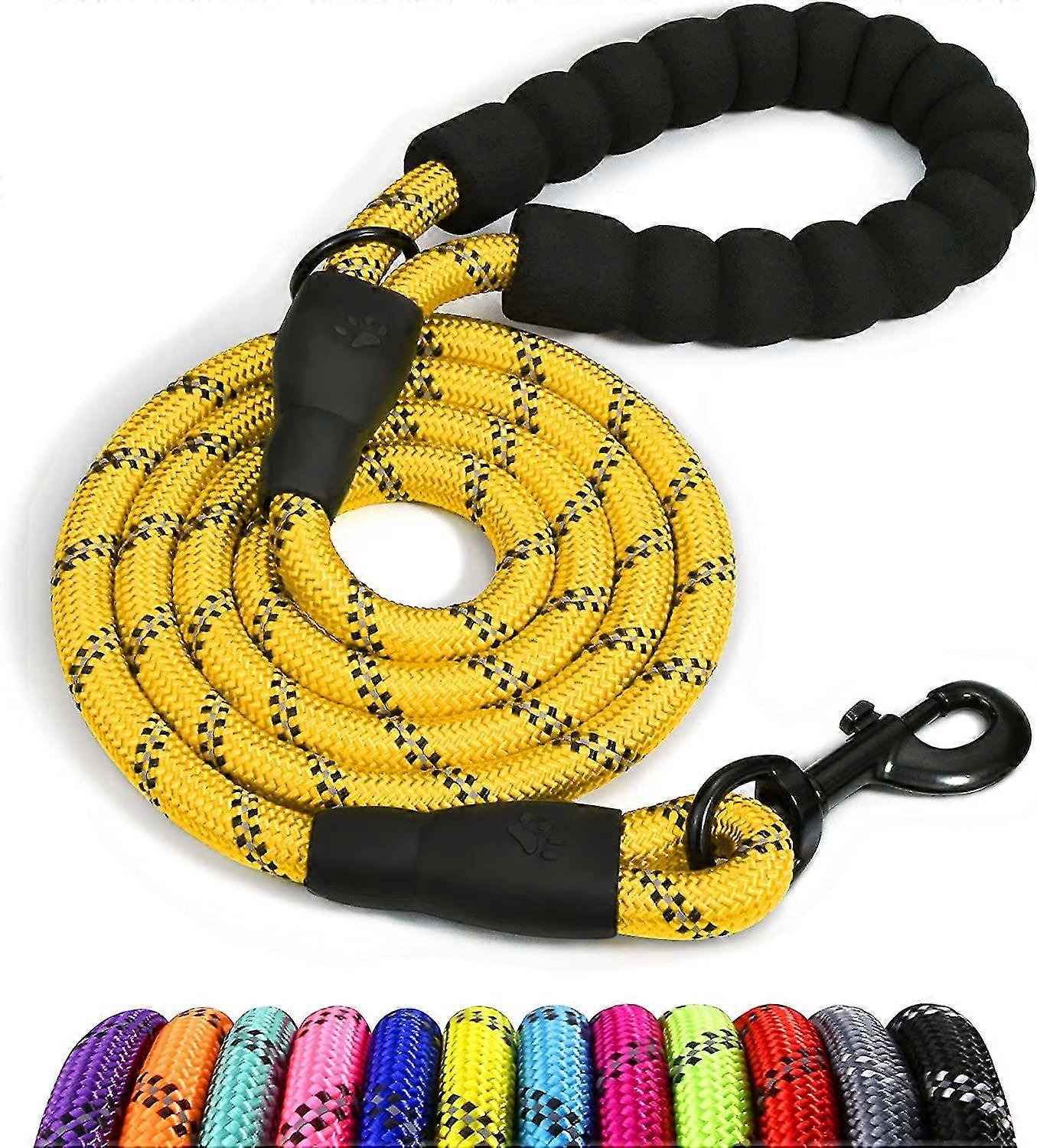 Chumbo para Cão de Corda Taglory com Alça Acolchoada Macia, Chumbo para Cão Reflexivo de 1,2m e Multi-Cor para Cães Médios, 1,0 cm, Preto