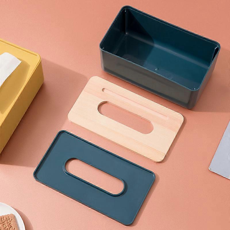 Tissue Holder Box with Wooden Cover Home Rectangular Facial Tissue Cases Office