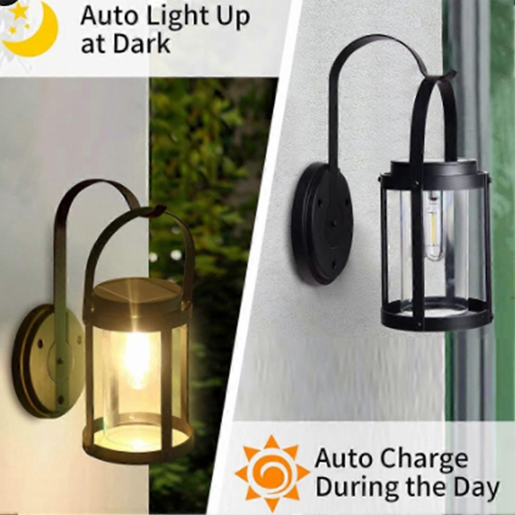 Hanging Solar Lantern with 2 Shepherd Hooks Waterproof Dual Use for Garden Patio