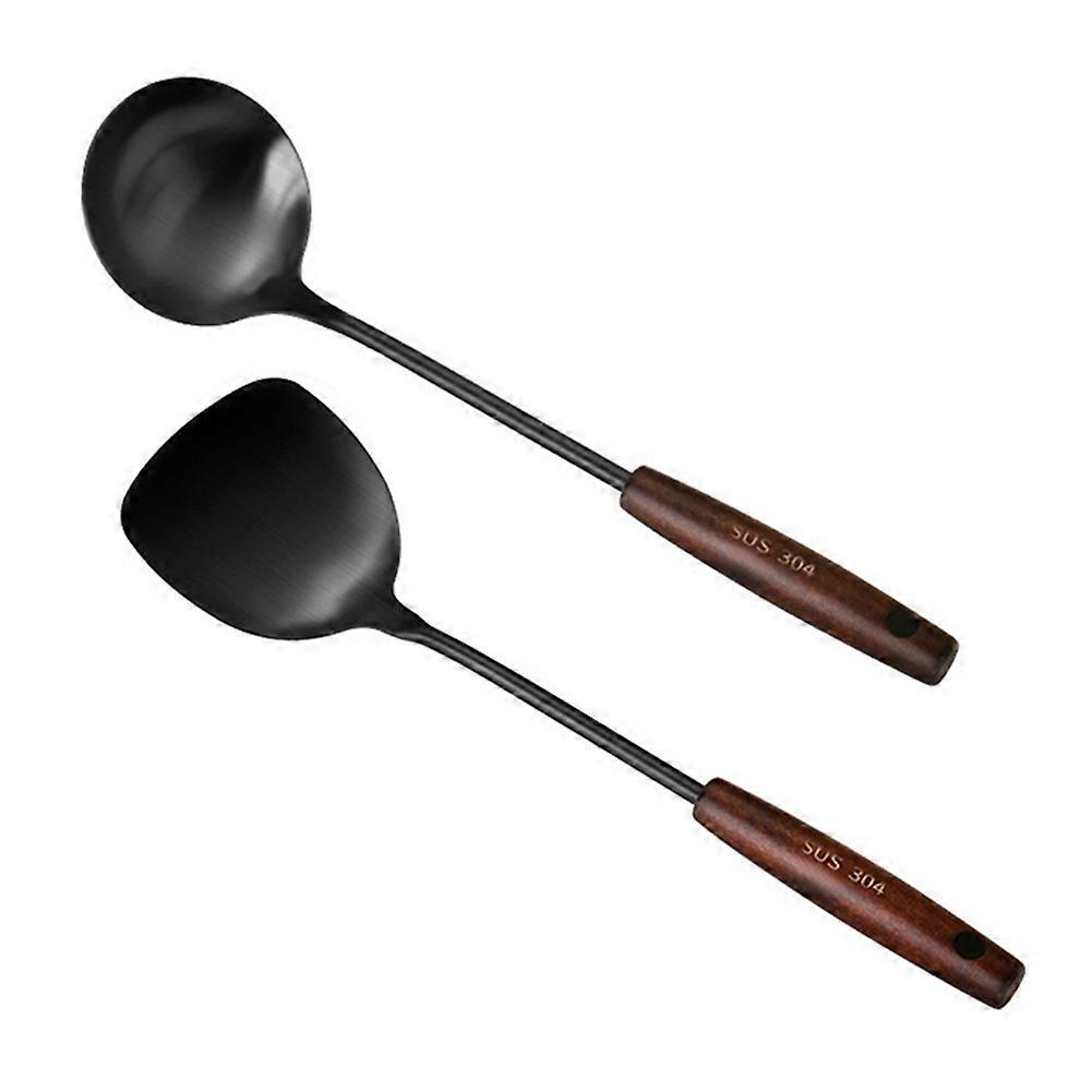 Wok Spatula and Ladle,Skimmer Ladle Tool Set, 14 Inches Spatula for Wok, 304 Stainless Steel Wok Sp