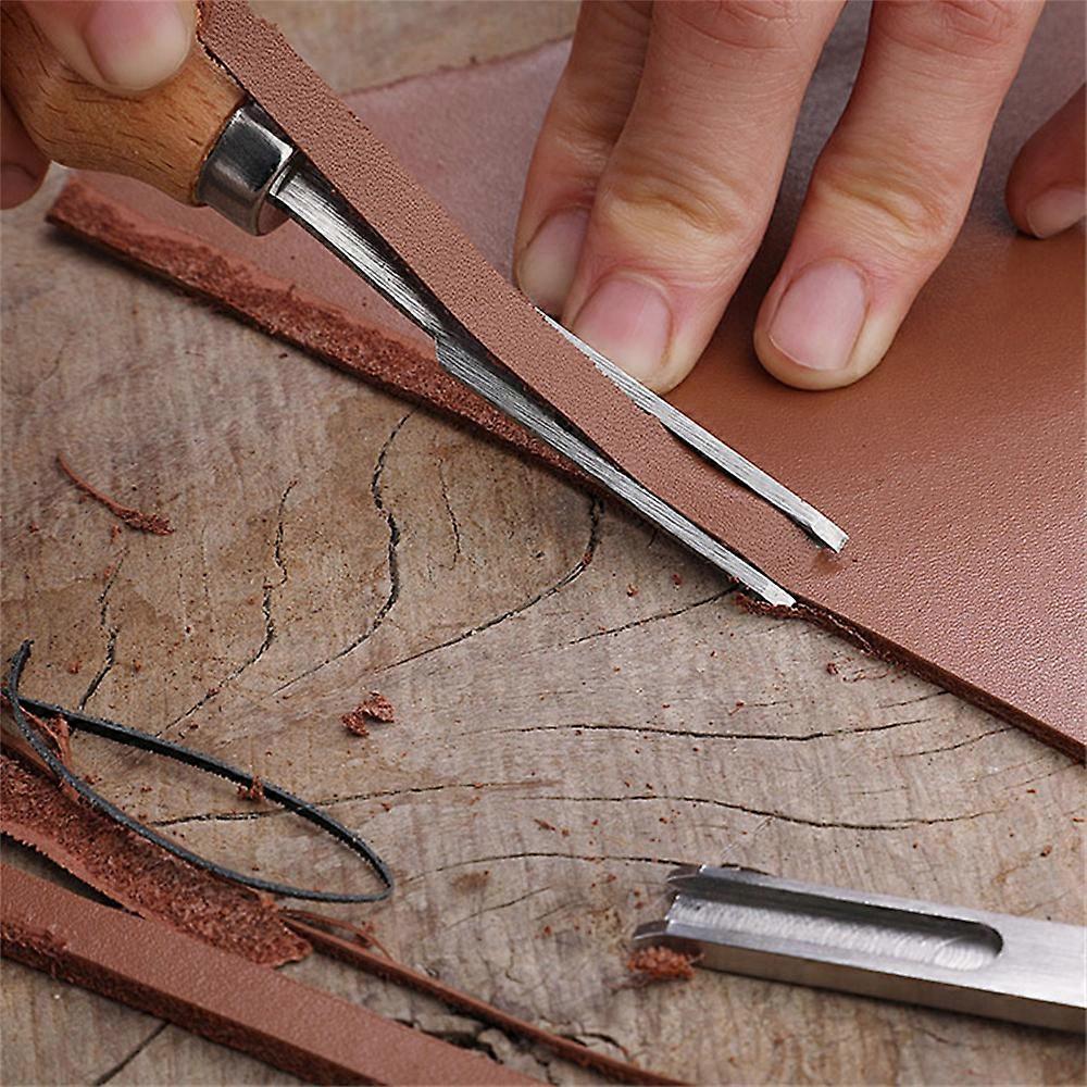 Practical Leather Craft Edge Beveler Knife DIY Cutting Hand Craft Tool Wood Handle Leather Scraping Knife Leathercraft