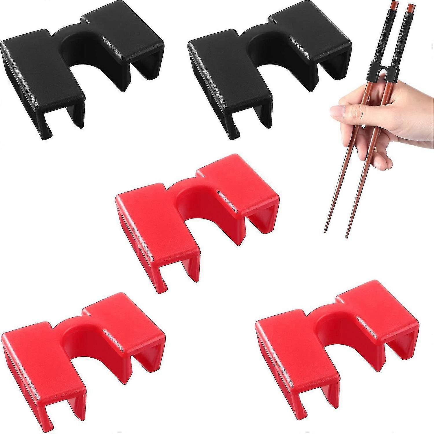 6 Pieces Colorful Chopstick Trainer Helpers For Kids Training Chopsticks Helpers, Black And Red