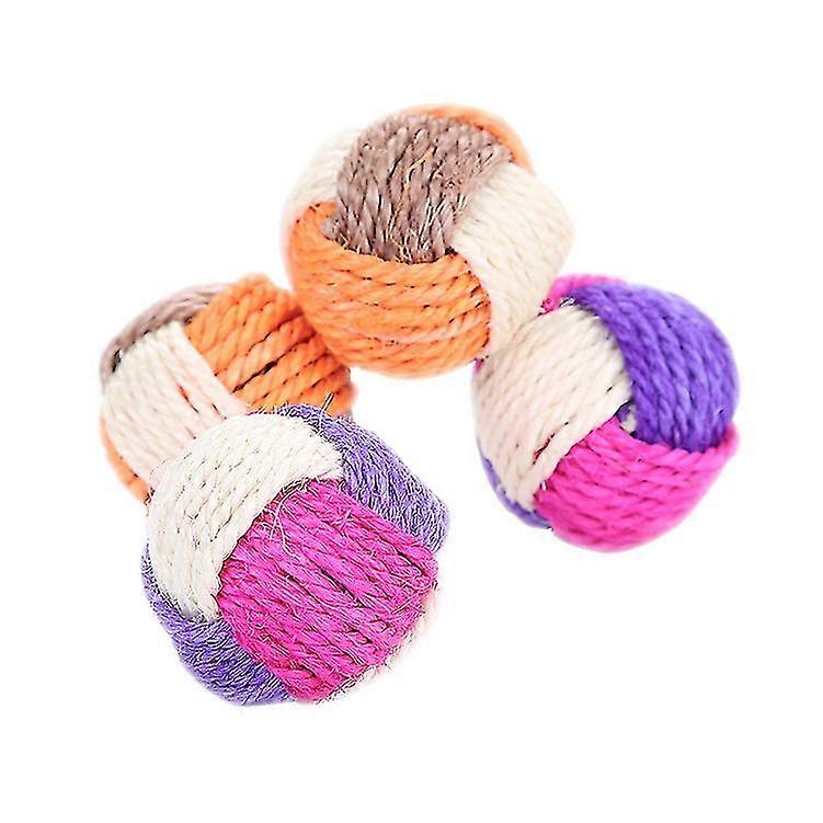 Cat Toy Sisal Ball, Interactive Cat Rolling Ball Safe Cat Scratching Ball With Plastic Bells Colorful Cat Toy Balls For Indoor Cats Playing Chewing 8
