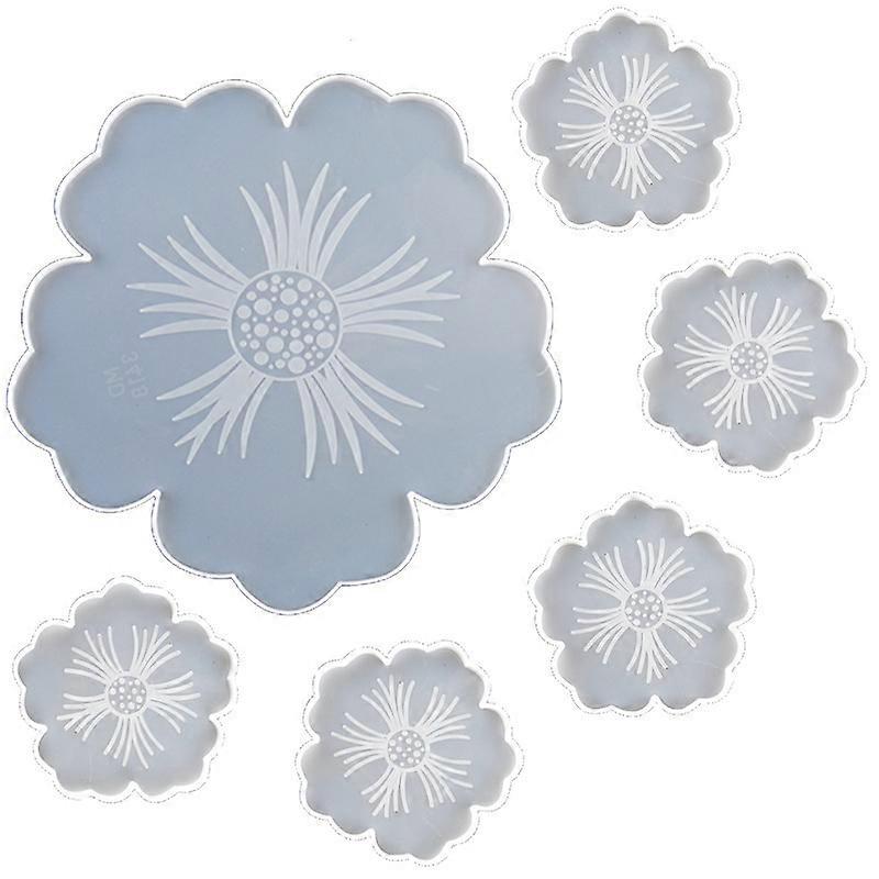 6pcs DIY Silicone Flower Coaster Pad Casting