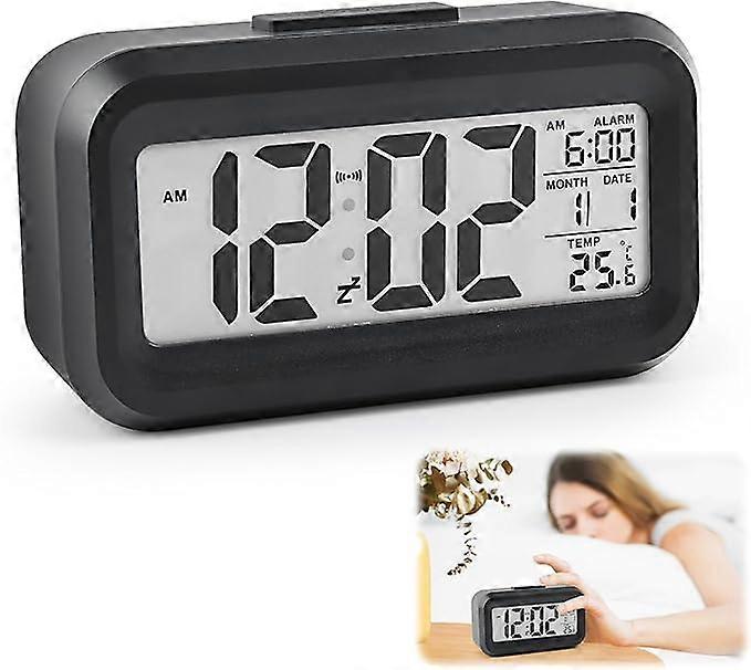 Digital Alarm Clock, LCD Battery Operated Digital Alarm Clock Large Screen with Temperature Date Snooze Travel Alarm Clock Luminous Alarm Clock Digita