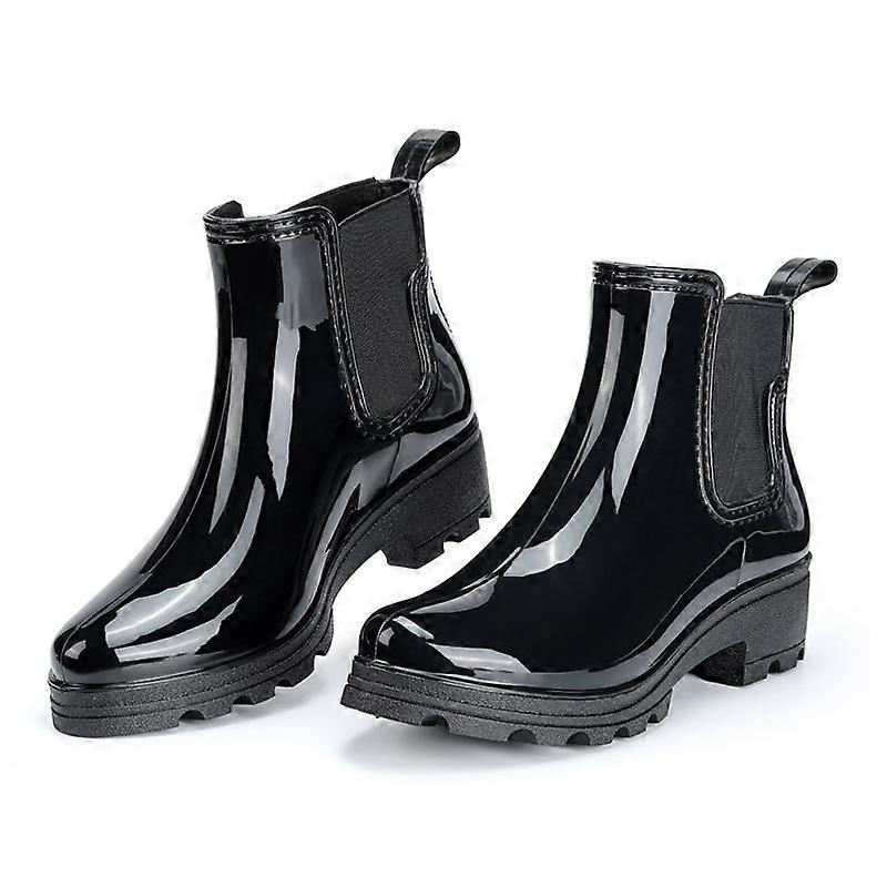 Women's Short Rain Boots Waterproof Slip On Ankle Booties,size 39