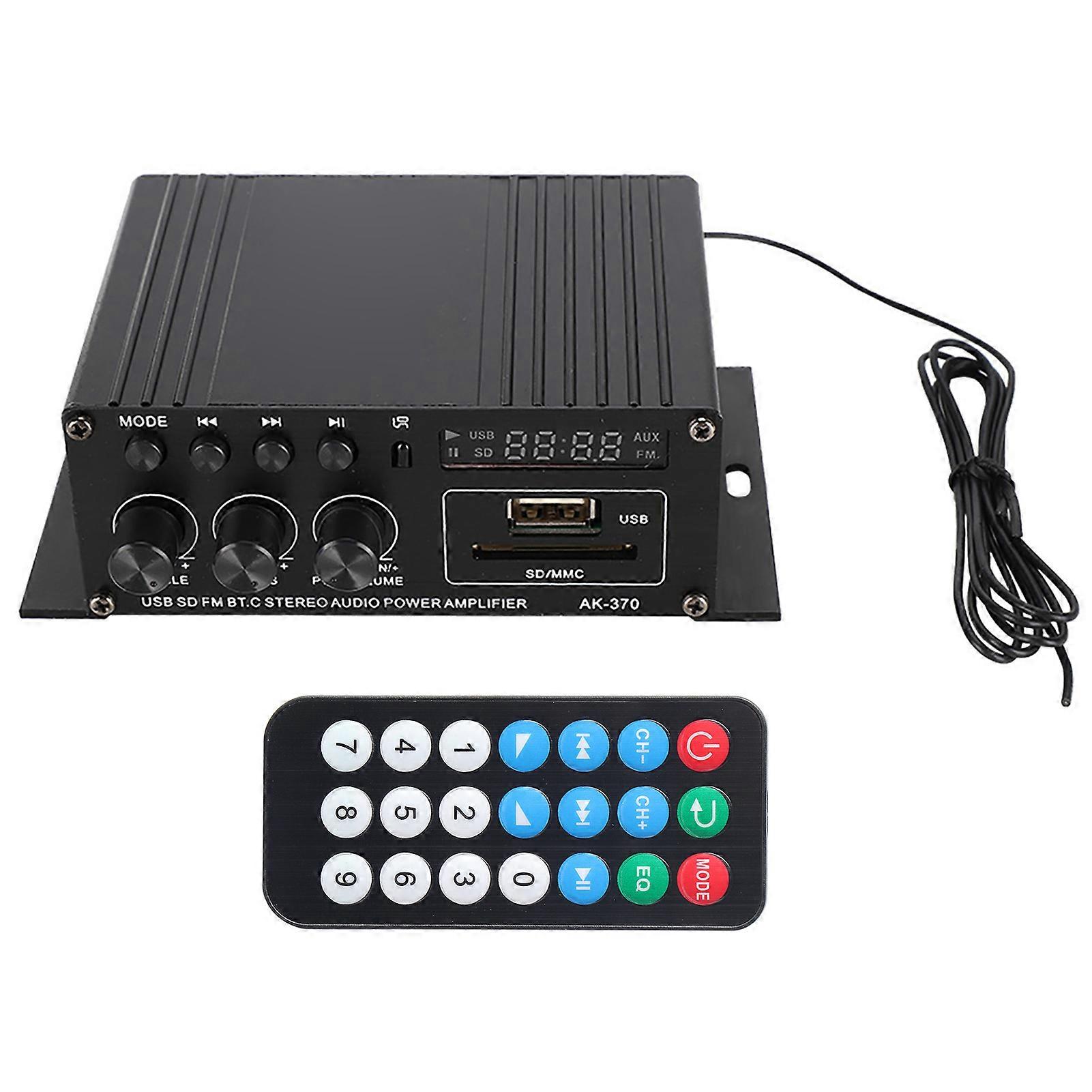 Household Aluminum Alloy HiFi Power Amplifier 12V with Remote Control Compatible for Various Digital Devices