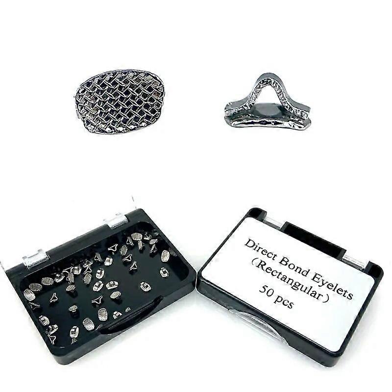 50Pcs Dental Orthodontic Lingual Buttons Direct Bond Eyelet Round/Rectangular Base Bondable Traction Hook
