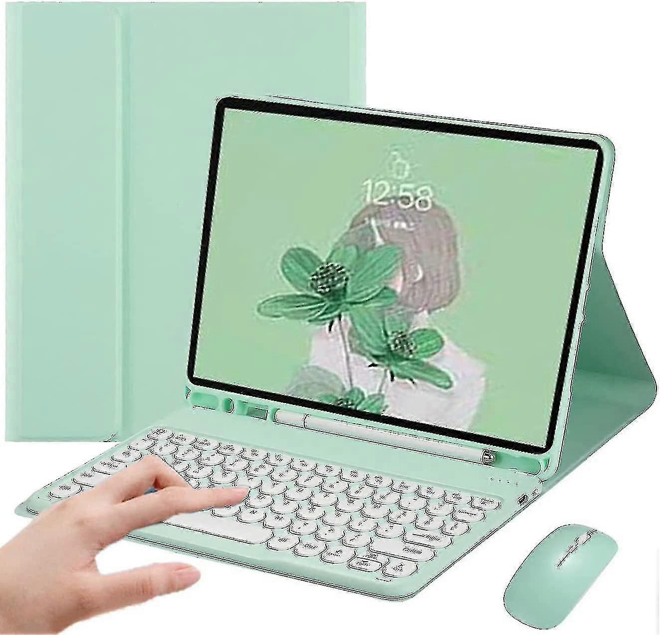 Ipad Mini 6 2021 Color Keyboard Case Mouse Cute Round Key Ipad Mini 6th Generation 8.3 Inch Wireless Bluetooth Detachable Keyboard Cover With Pencil H