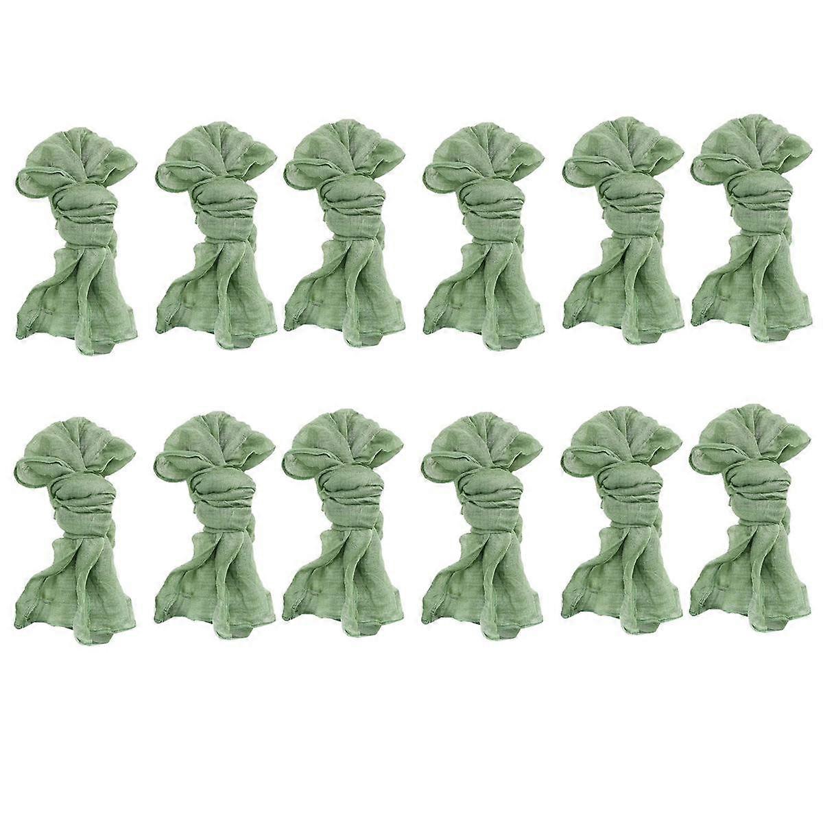 Serviettes en gaze, serviettes de table froissées, serviettes de table décoratives en tissu (vert, 12)