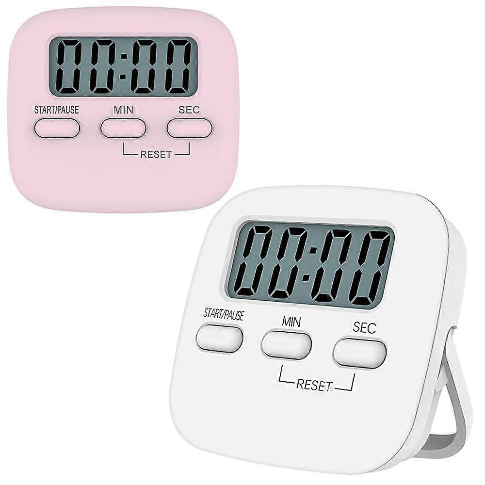 2 Pack Magnetic Kitchen Timer with Large LCD Display, with Stopwatch, Loud Alarm and Countdown Timer, Timer Reminder Self Discipline Countdown Problem