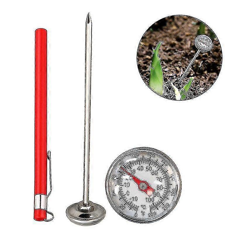 Stainless Steel Soil Thermometer 127mm Stem Display 0-100 Degrees Celsius Range(kui)