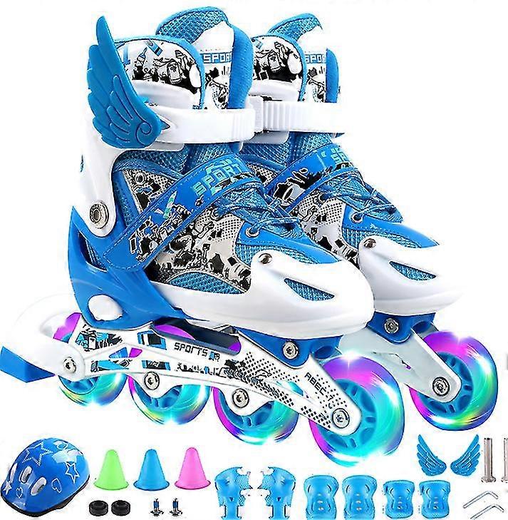 Patins à roues alignées réglables pour enfants et adultes avec des roues pleines et lumineuses, patins à roulettes extérieurs