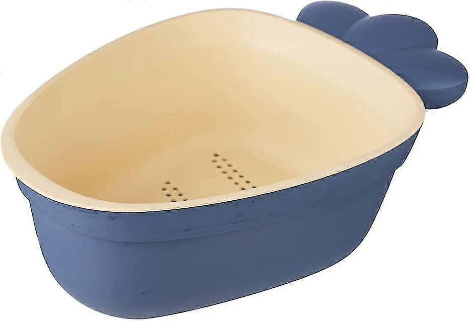 Pcs Drain Basket,plastic Colander With Plastic Handle Vegetable Basket Wash Double Layer Drain Basin Design Detachable Fruit Colanders Use For Drainag