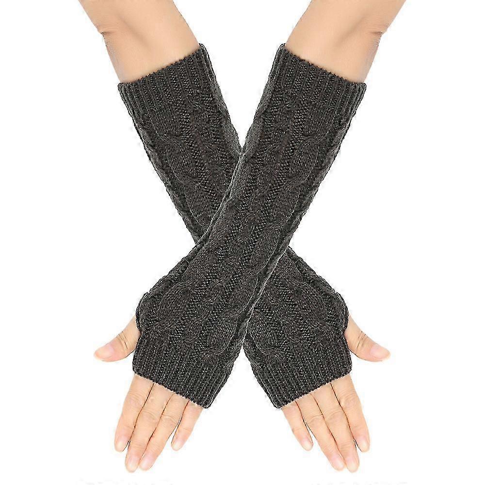 Knitted Twisted Cable Design Arm Warmers for Autumn and Winter Cozy Wear