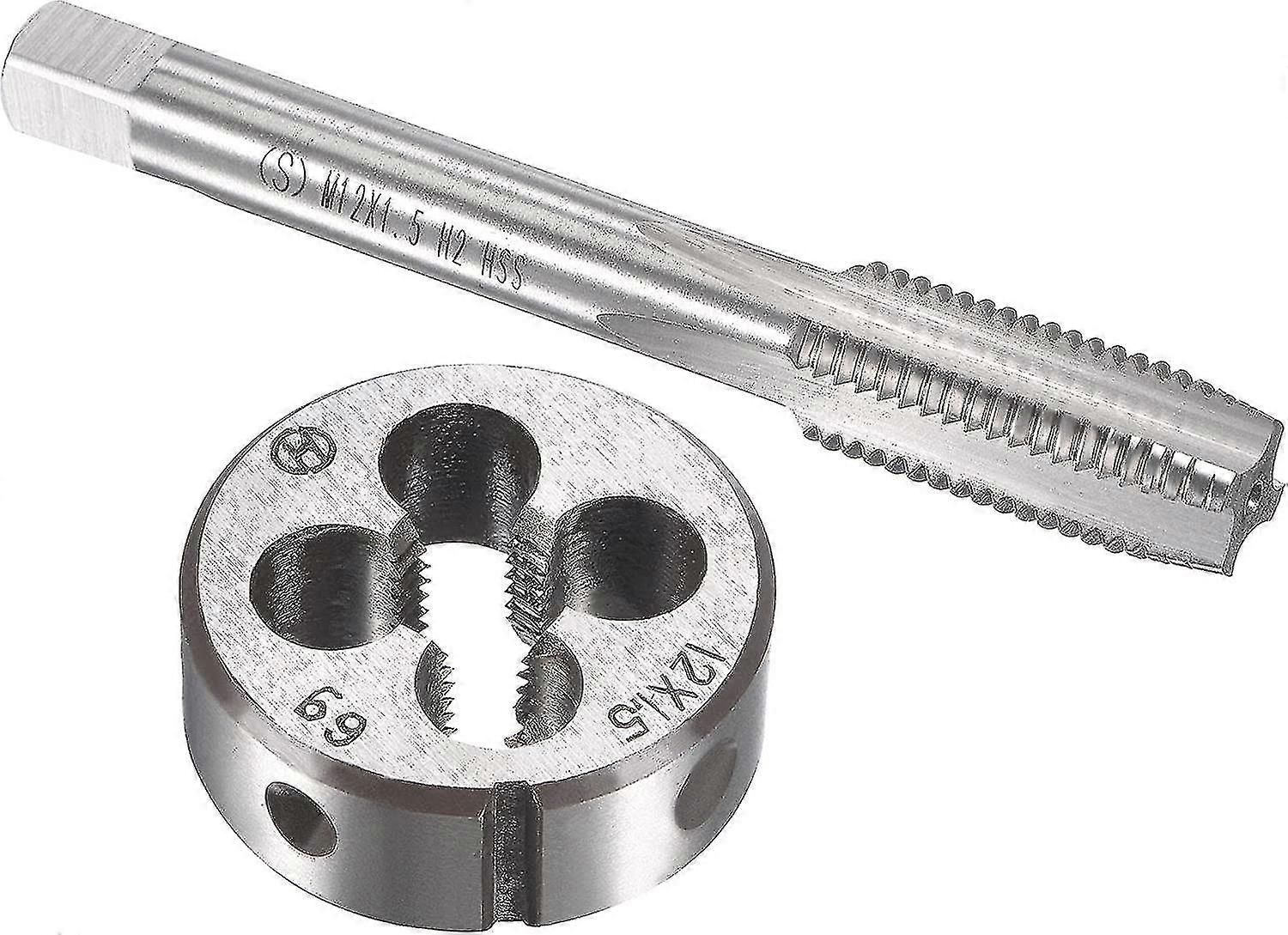 M12 X 1.5mm Metric Tap and Die Set High-Speed Steel Machine Thread Screw Tap with Alloy Tool Steel Round Threading Die