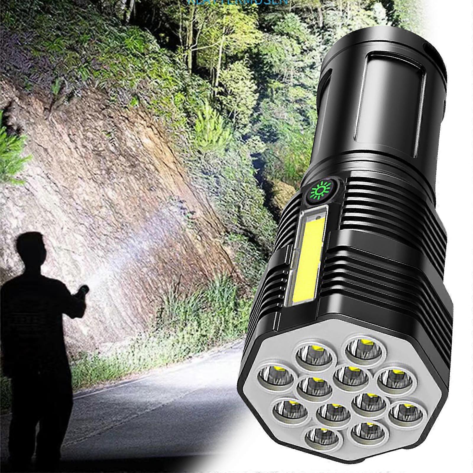Black Flashlight Small Strong LED Outdoor Rechargeable Super Bright Light Portable Multifunctional Flashlight