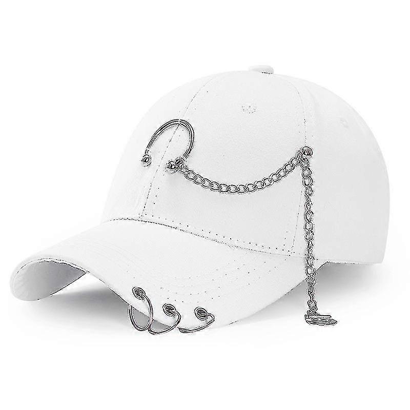 Creative Piercing Ring Baseball Cap Punk Hip Hop Snapback Caps Adjustable Unisex Breathable Solid Color Dad Hat