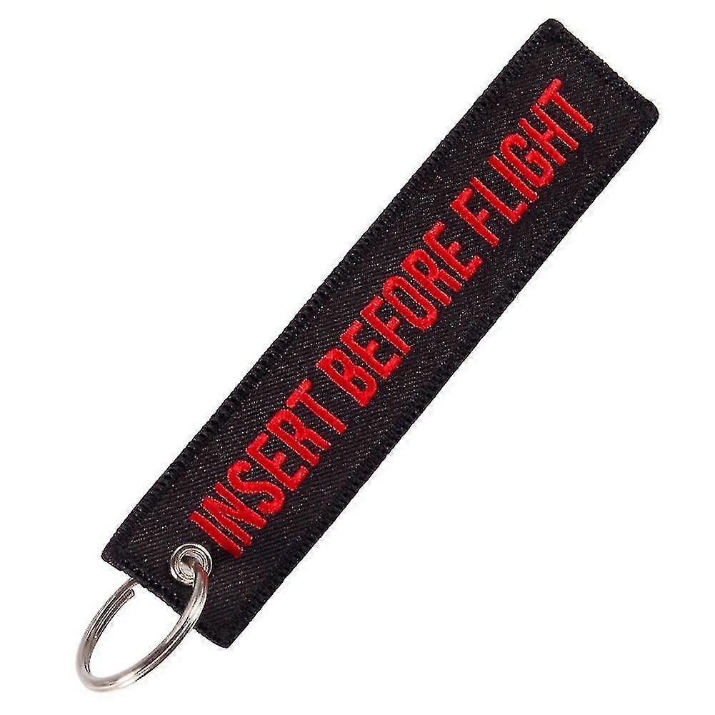 Sett inn før Flight Print Broderi Tag nøkkelring Chain Anheng Gift