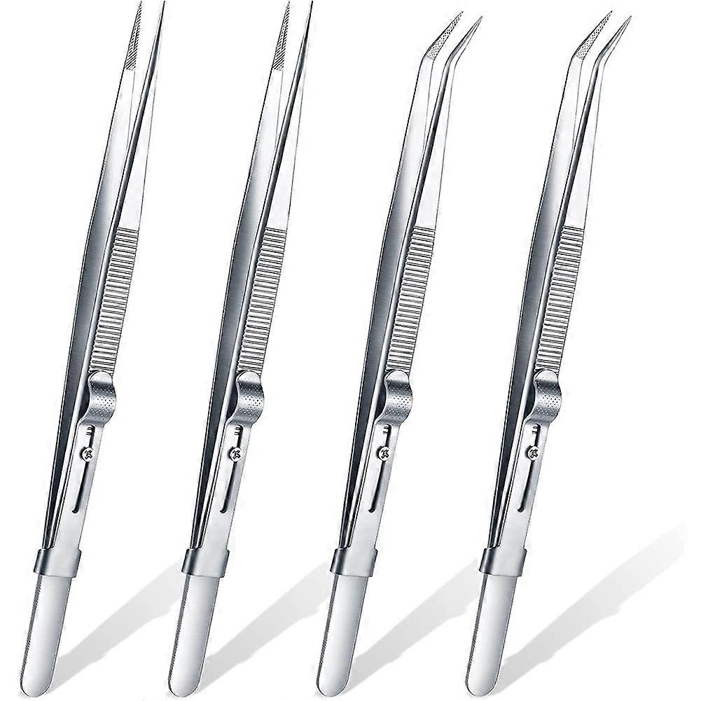 4 Pieces Soldering Tweezer ESD Anti-Static Industrial Electronic Tweezers Tool Set for Jewelry Make
