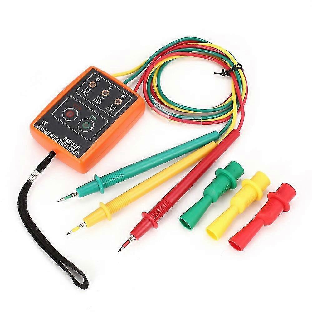 SM852B 3-Phase Rotation Tester Digital Phase Indicator Detector LED Buzzer Phase Sequence Meter