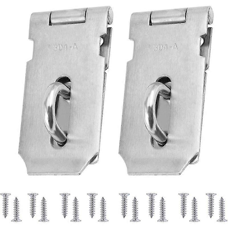 2pcs Heavy Duty Hasp And Lock Clip, Stainless Steel Door Latches, Door Clasp With 16pcs Screws, 4 Inches