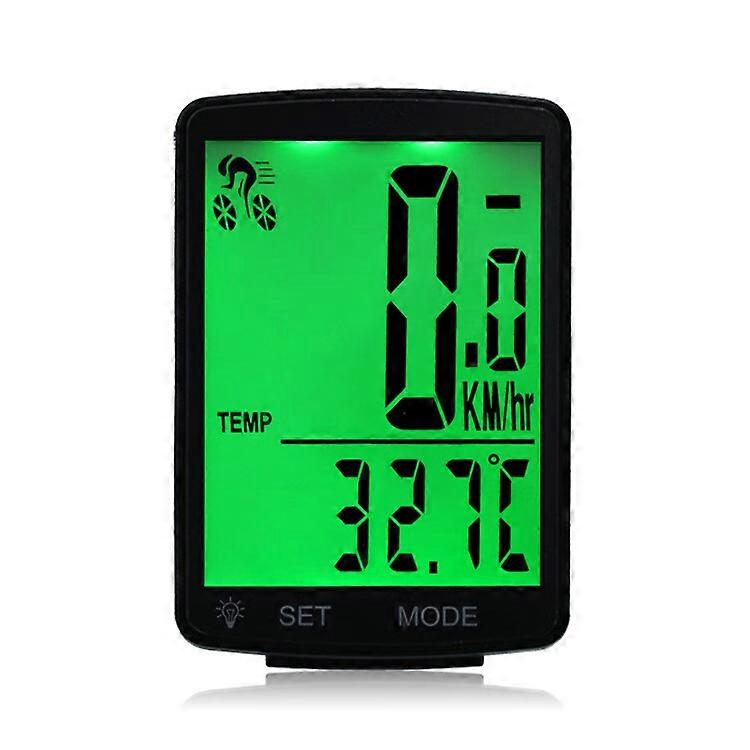 Dww-Tachygraphe vlo LCD sans fil fond vert 1 pc - Etanche - Podomtre - Compteur de vitesse - Mmoire automatique - Mesure de la temprature