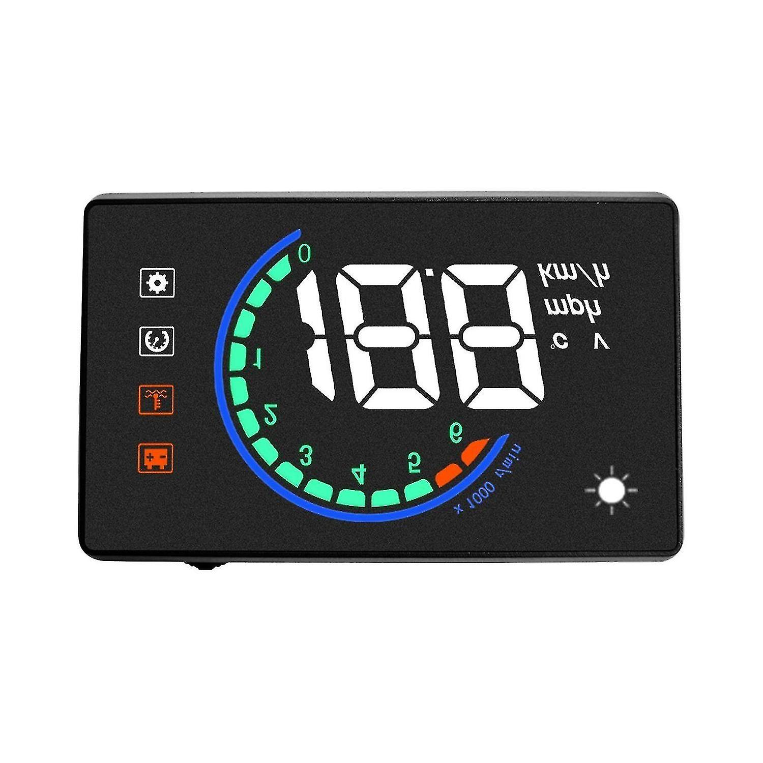 Car Hud Display Obd Head Up With Speed Overspeed Warning Mileage Measurement Water Temperature