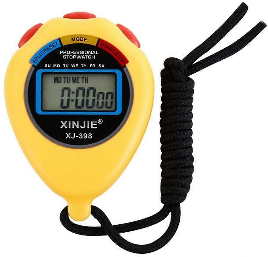 Chronograph with LCD display and stopwatch, Yellow