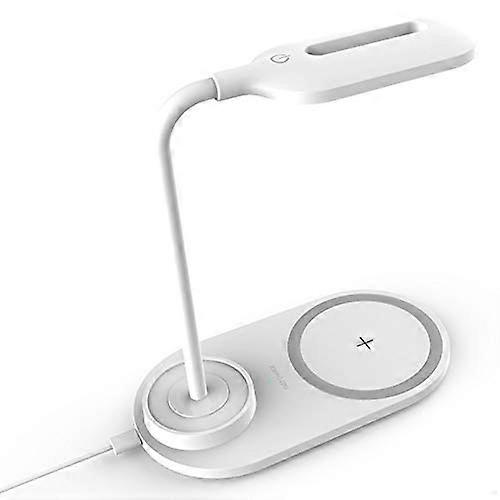 Desk Lamp Multi-Functional Lamp Wireless Charger Desk Table Desk LED Wireless Pad Fast Charging Bedroom(White)