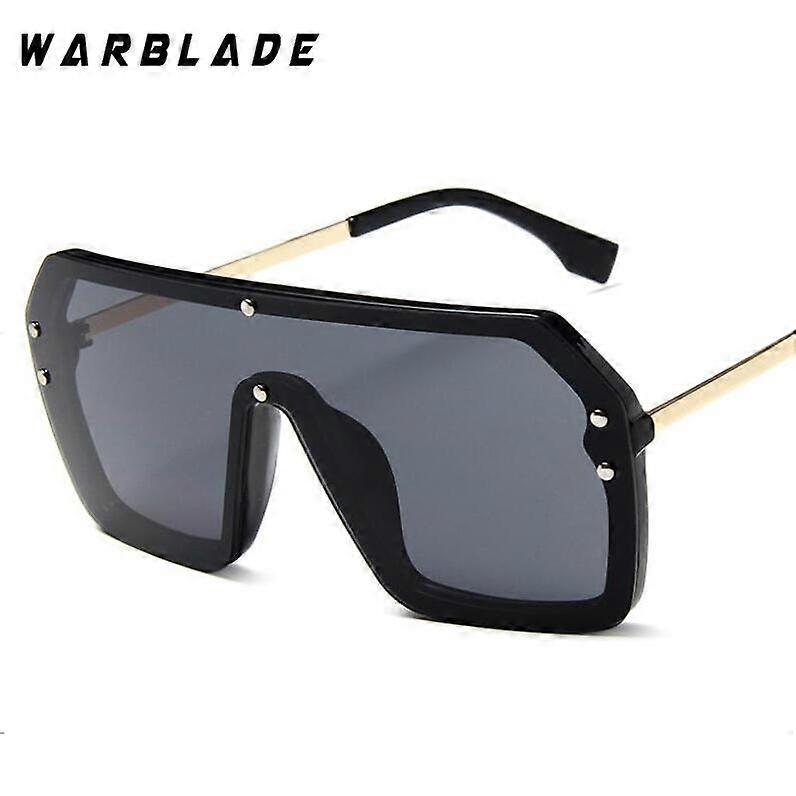 WarBLade 2019 Fashion Vintage Oversized Square Sunglasses Men One Piece Lens Big Frame Sun glasses For Women UV400 Silver Mirror