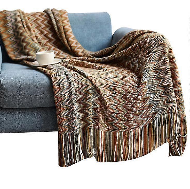 Printed sofa blanket soft summer knitted blanket office nap  air conditioning blanket