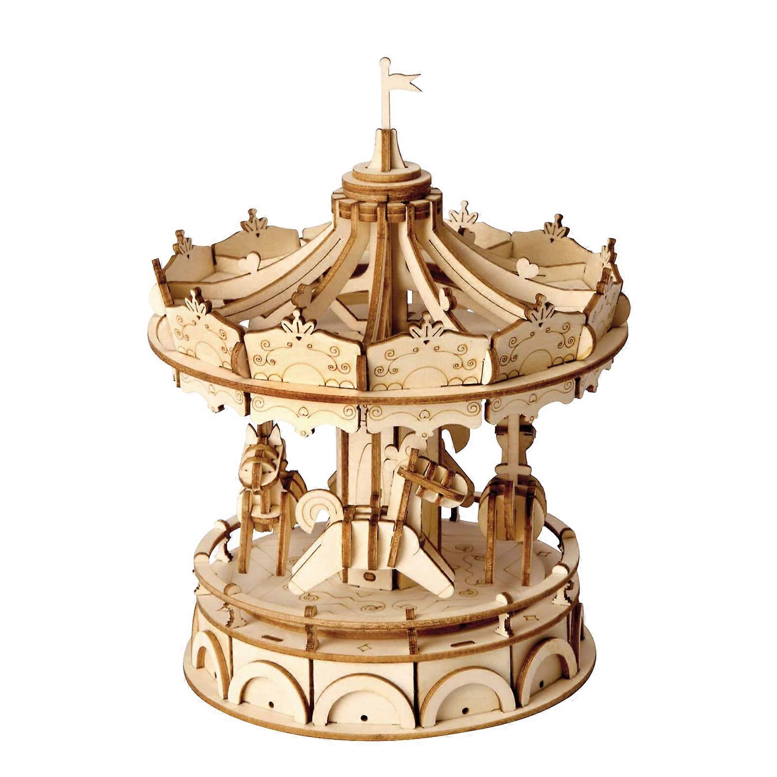 1 Set Merry-Go-Round Puzzle DIY Assembly 3D Puzzle Toy Educational Jigsaw Toy