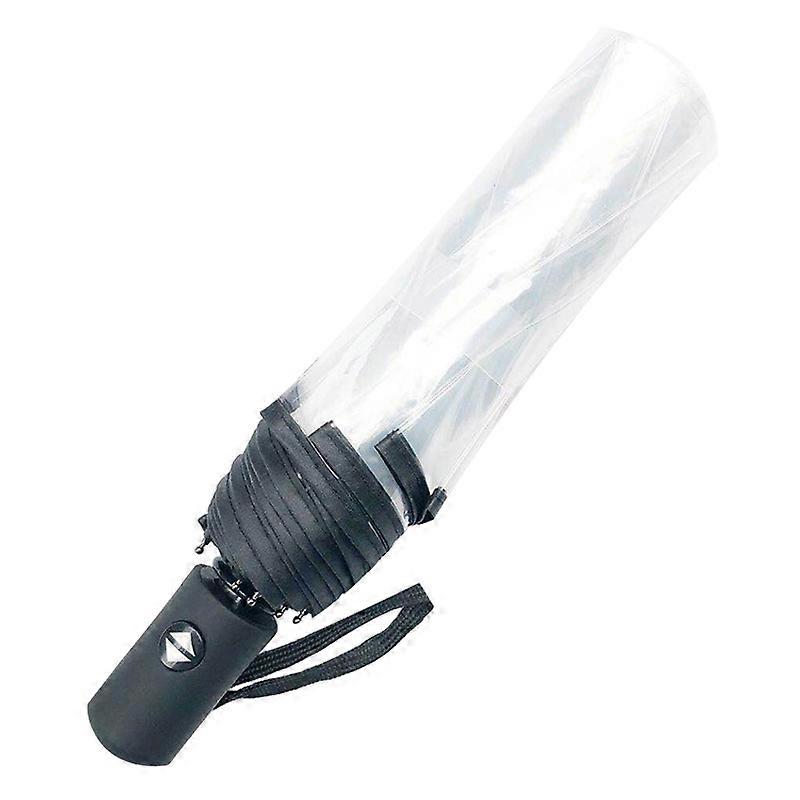 Automatic Open Close Fold Windproof Umbrella Compact Rain Transparent Clear