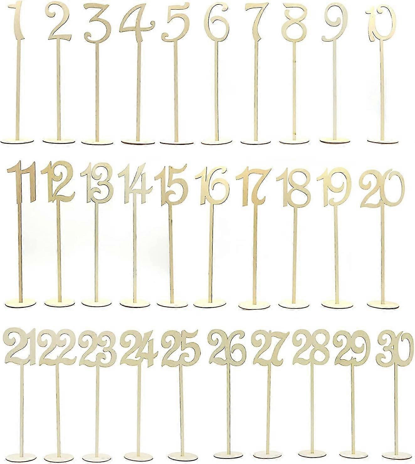 Table Numbers, 1 To 30 Wood Wedding Table Numbers With Sturdy Holder Base For Party Home Decorationapricot30pcs
