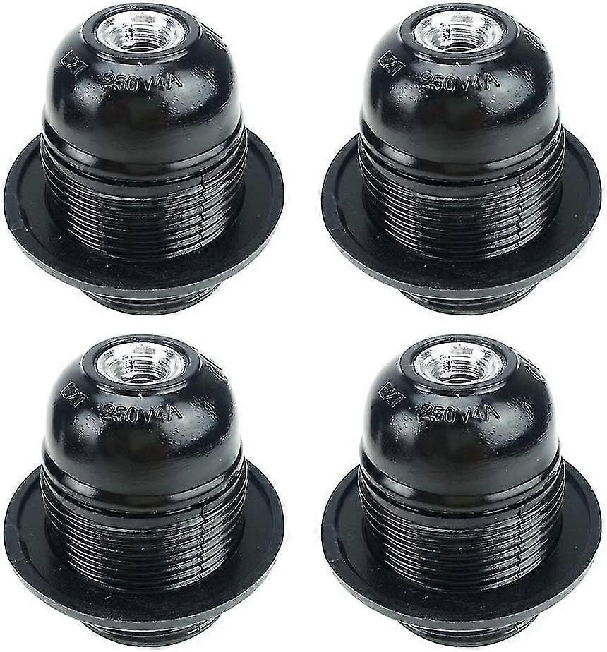 Black E27 Screw, E27 Bulb Holder, 4 Pieces E27 Socket, E27 Socket Light Bulb, Solid Light Bulb Socket, Black Adapter Socket, Lamp Sockets Decoration C