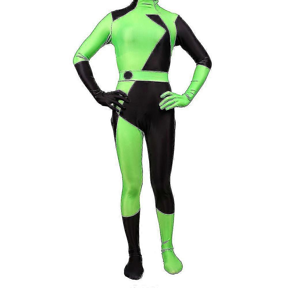 Kim Possible női Shego jelmez Szuper gazember Halloween Lycra Shego jelmez testruha jumpsuit Nők / gyerekek Kiváló minőségű