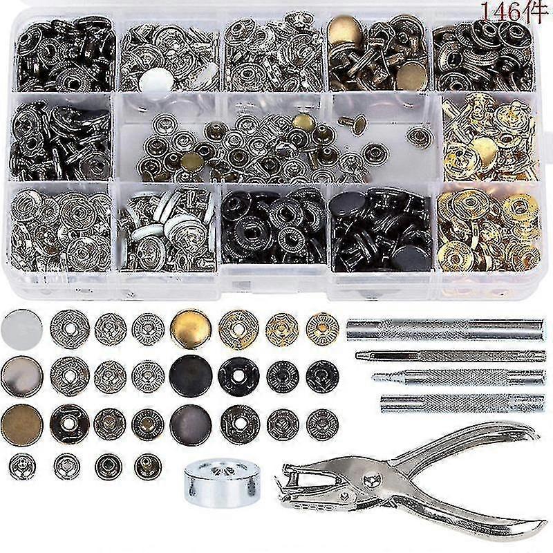 120pcs Snap Clasps Kit Metal Button Snaps Press Studs