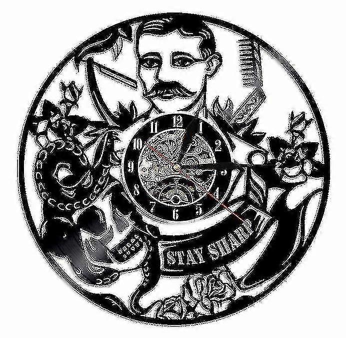 Simple Hair Grooming Vinyl Record Wall Clock
