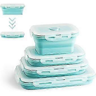 Lunch BoxFolding Silicone Lunch Box - Pink Blue 350/500/800/1200Ml 4-Piece Set Rectangular Lunch Box