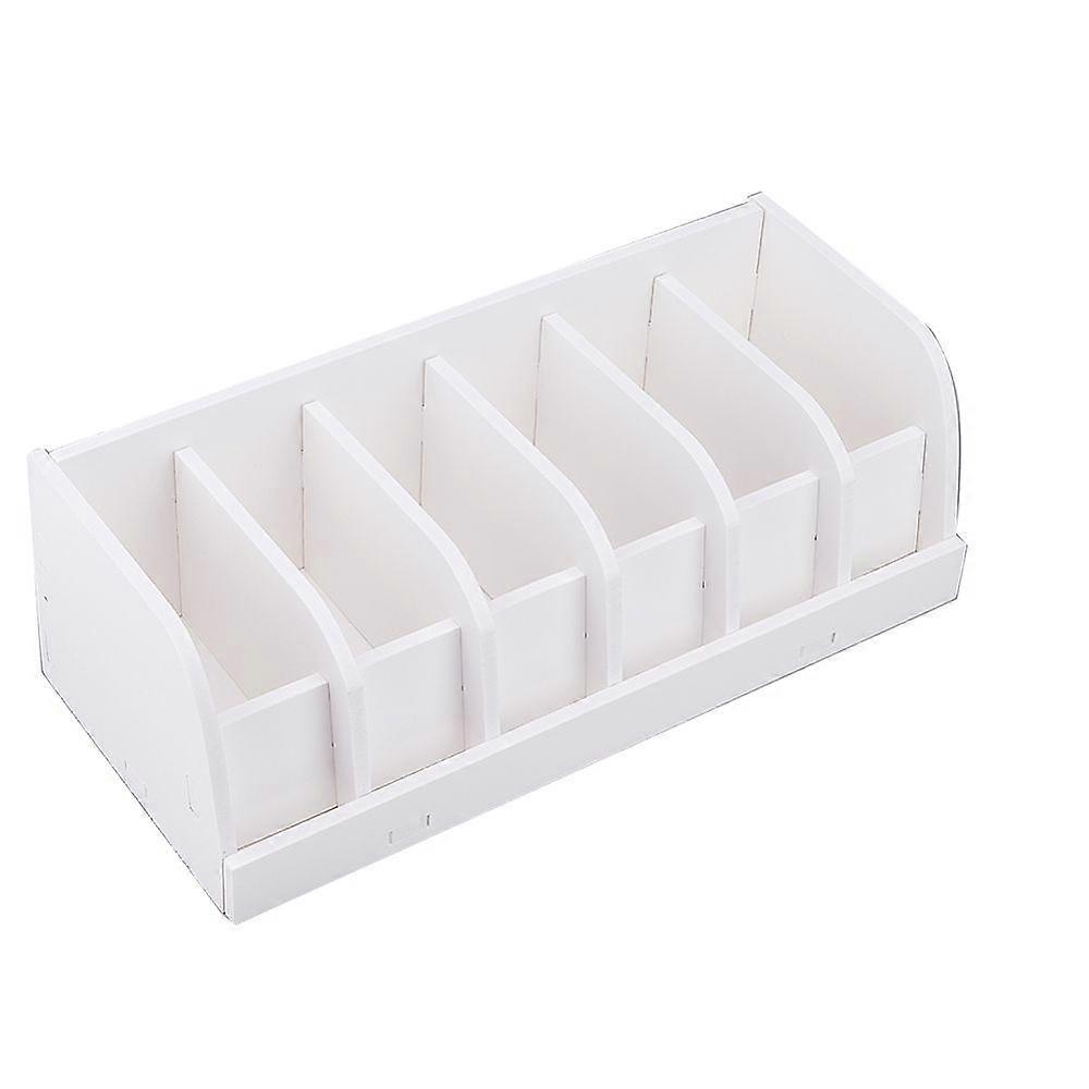 6 Grids PVC Belt Storage Box Rectangle White 35x15x11.6cm