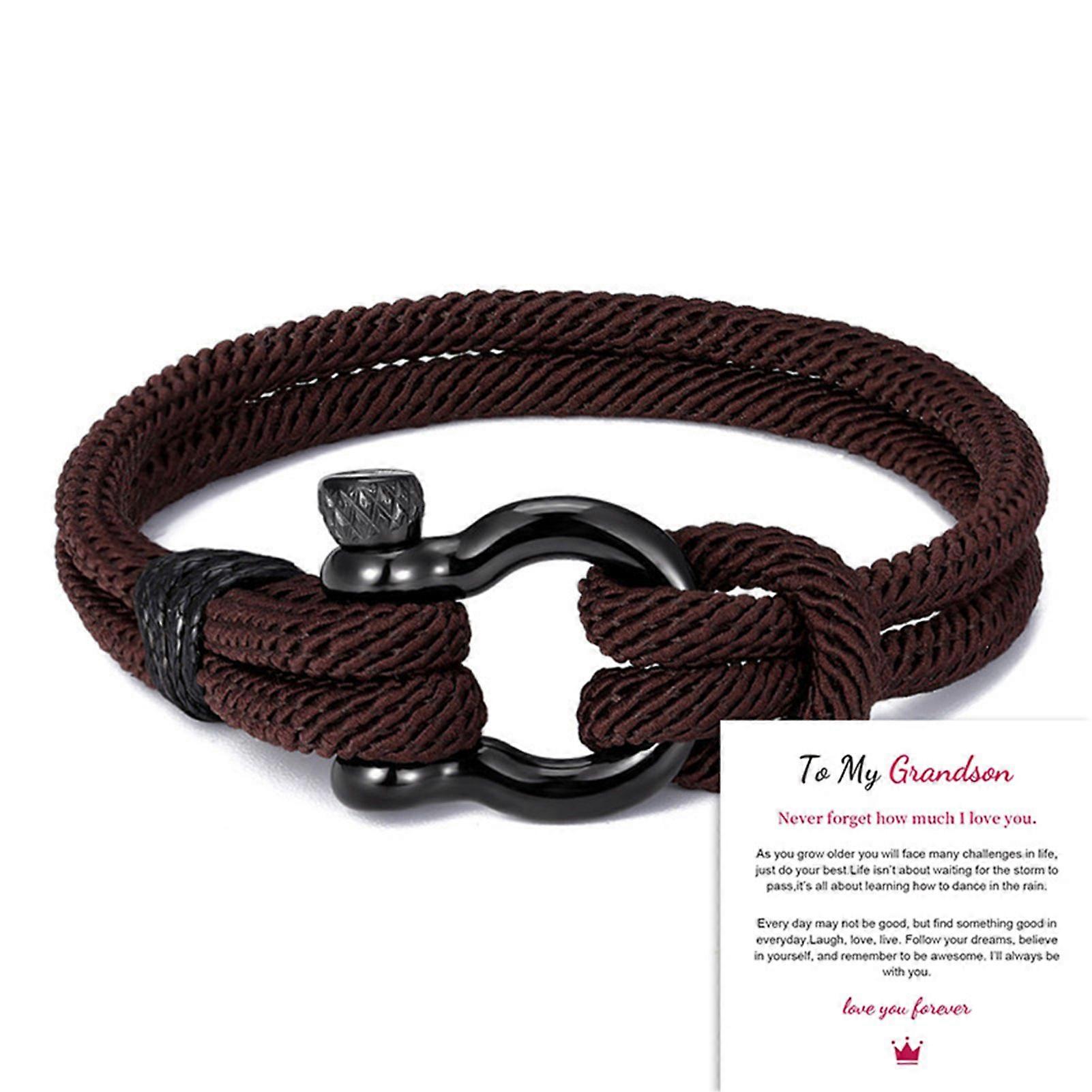 Deniz Bilezik El Yapımı Deniz Erkek Bilezik Siyah Titanyum Çelik Prangalı Erkek Halat