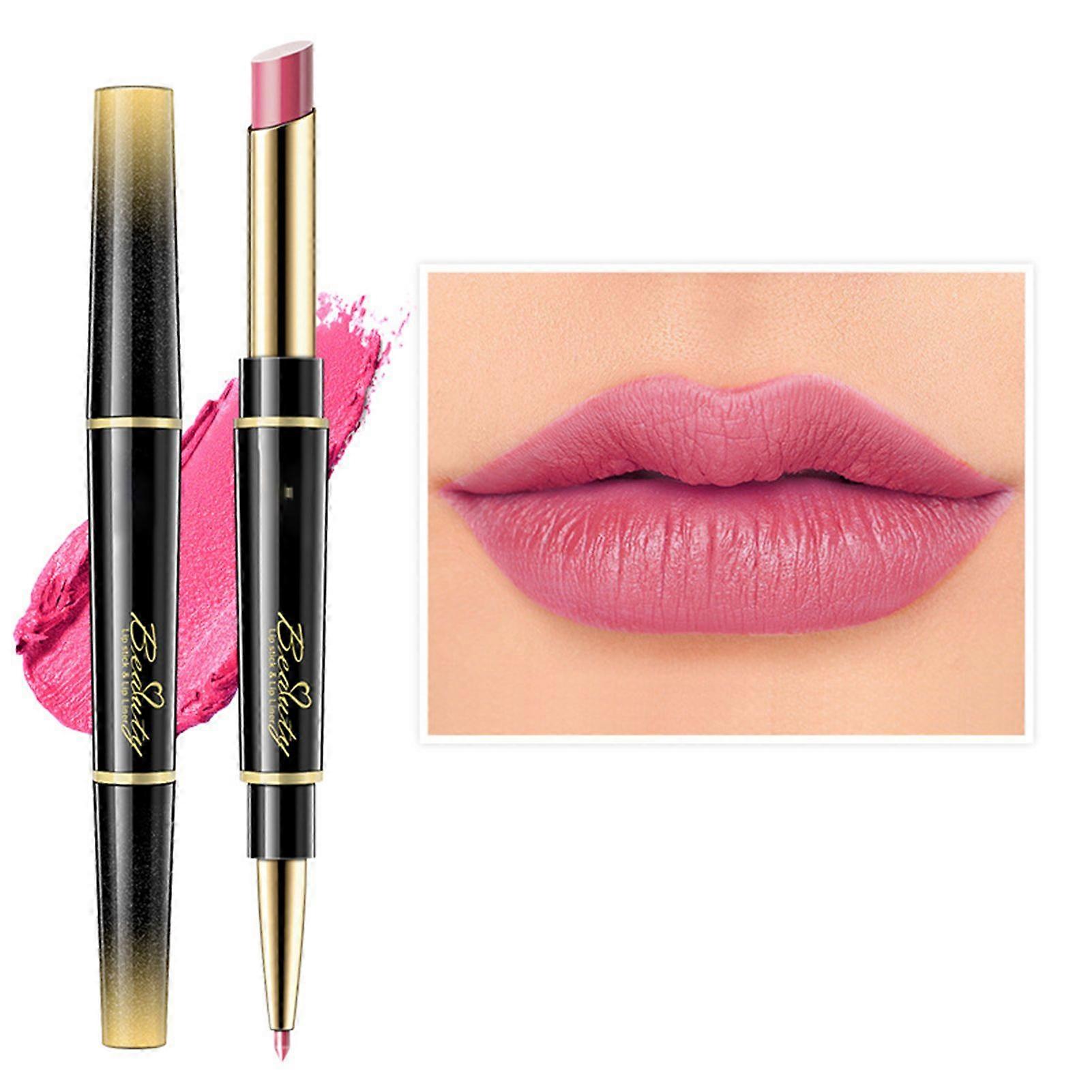 2-in-1 Double-ended Lipstick Lip Liner Non-Stick Cup Lip Gloss Long Lasting Waterproof Lip Stick