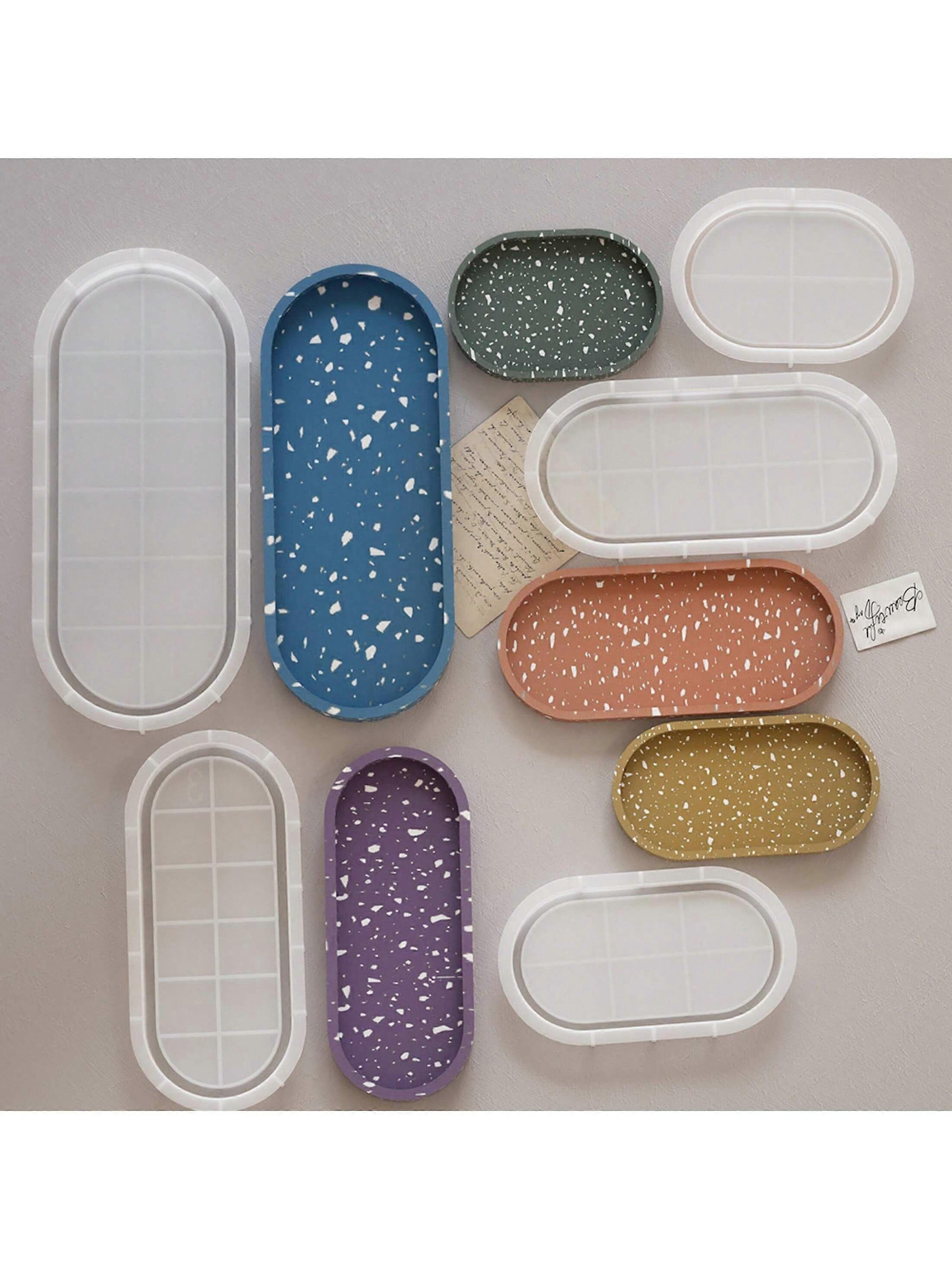 1 قطعة DIY متعددة الحجم بيضاوي كأس وسادة سيليكون العفن راتنجات الايبوكسي لصينية التخزين صنع أدوات صب الديكور المنزلية الحرفية