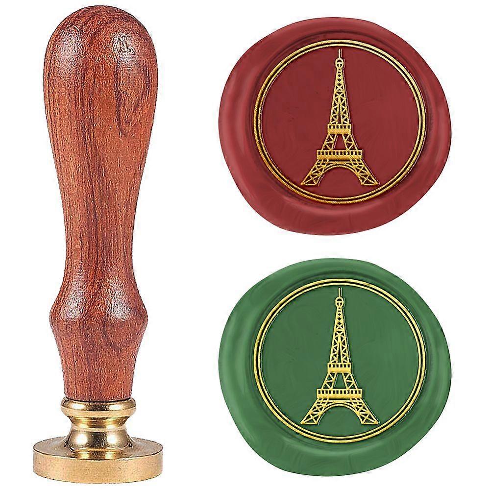 Wax Seal Stamp Set Sealing Wax Stamp Solid Brass Head Wood Handle Retro Brass Stamp Kit Removable for Envelopes Invitations Gift Card Eiffel Tower 83